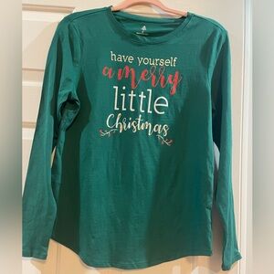 Ladies Christmas knit green top size Medium